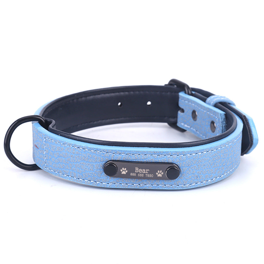 KFX-7254333 Customizable Anti-Loss Nameplate Dog Collar with Traction Rope - Durable Fiber Material