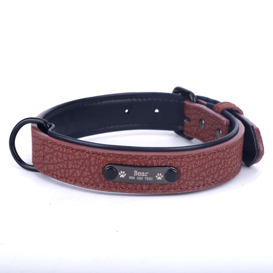 KFX-7254333 Customizable Anti-Loss Nameplate Dog Collar with Traction Rope - Durable Fiber Material