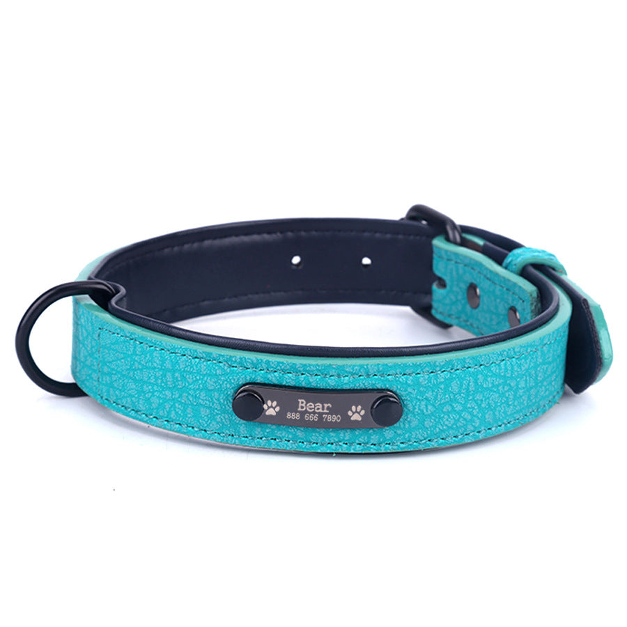 KFX-7254333 Customizable Anti-Loss Nameplate Dog Collar with Traction Rope - Durable Fiber Material