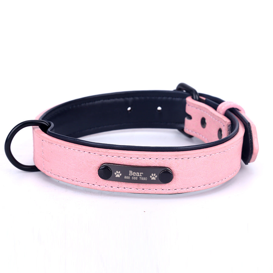 KFX-7254333 Customizable Anti-Loss Nameplate Dog Collar with Traction Rope - Durable Fiber Material