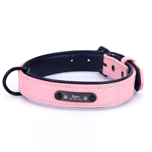 KFX-7254333 Customizable Anti-Loss Nameplate Dog Collar with Traction Rope - Durable Fiber Material