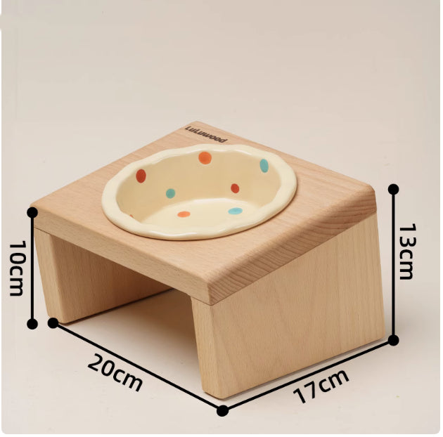 KFX-7254461 Heightened Ceramic Pet Bowl Rack with Neck Protector for Comfort