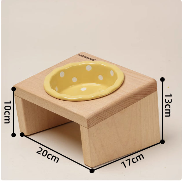 KFX-7254461 Heightened Ceramic Pet Bowl Rack with Neck Protector for Comfort