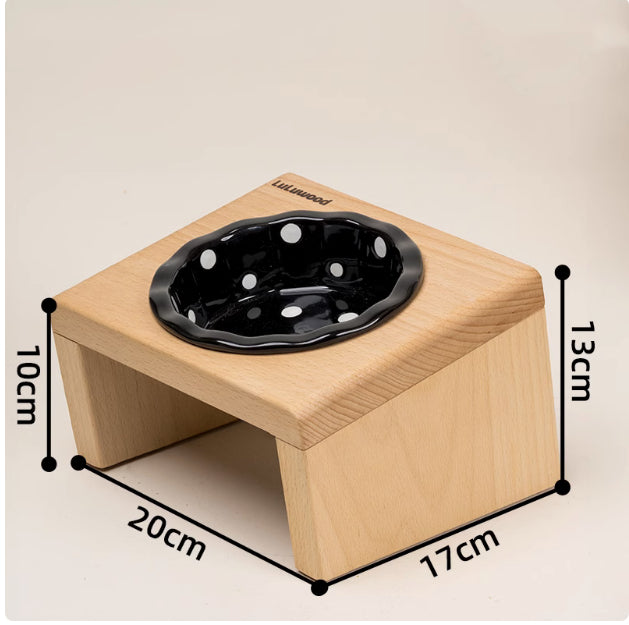 KFX-7254461 Heightened Ceramic Pet Bowl Rack with Neck Protector for Comfort