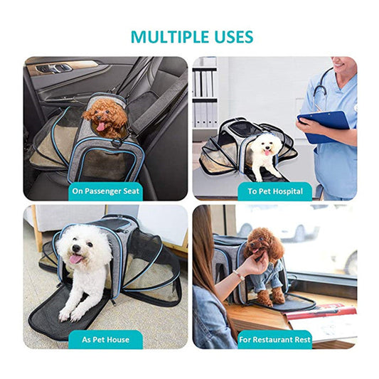 KFX-7254717 Expandable Soft-Sided Pet Carrier with Multiple Entry Points and Reflective Safety Tapes for Cats and Dogs