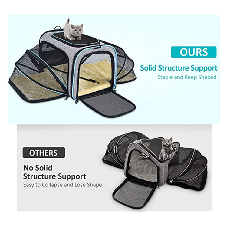 KFX-7254717 Expandable Soft-Sided Pet Carrier with Multiple Entry Points and Reflective Safety Tapes for Cats and Dogs
