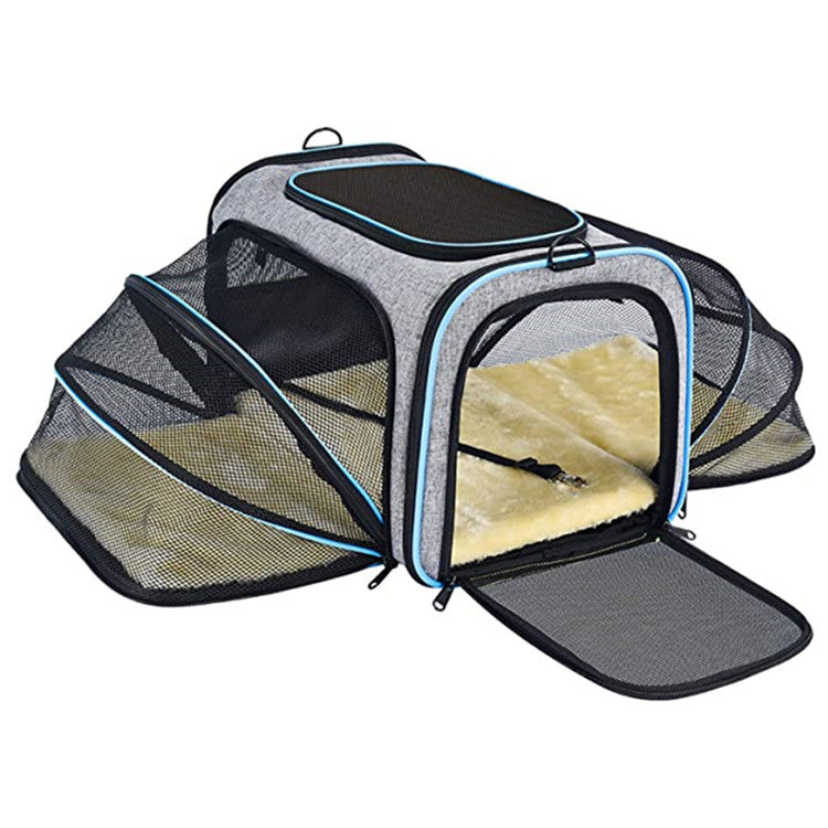 KFX-7254717 Expandable Soft-Sided Pet Carrier with Multiple Entry Points and Reflective Safety Tapes for Cats and Dogs