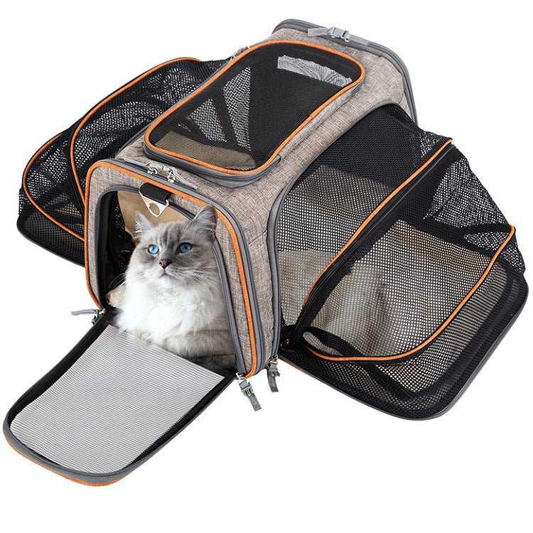 KFX-7254717 Expandable Soft-Sided Pet Carrier with Multiple Entry Points and Reflective Safety Tapes for Cats and Dogs