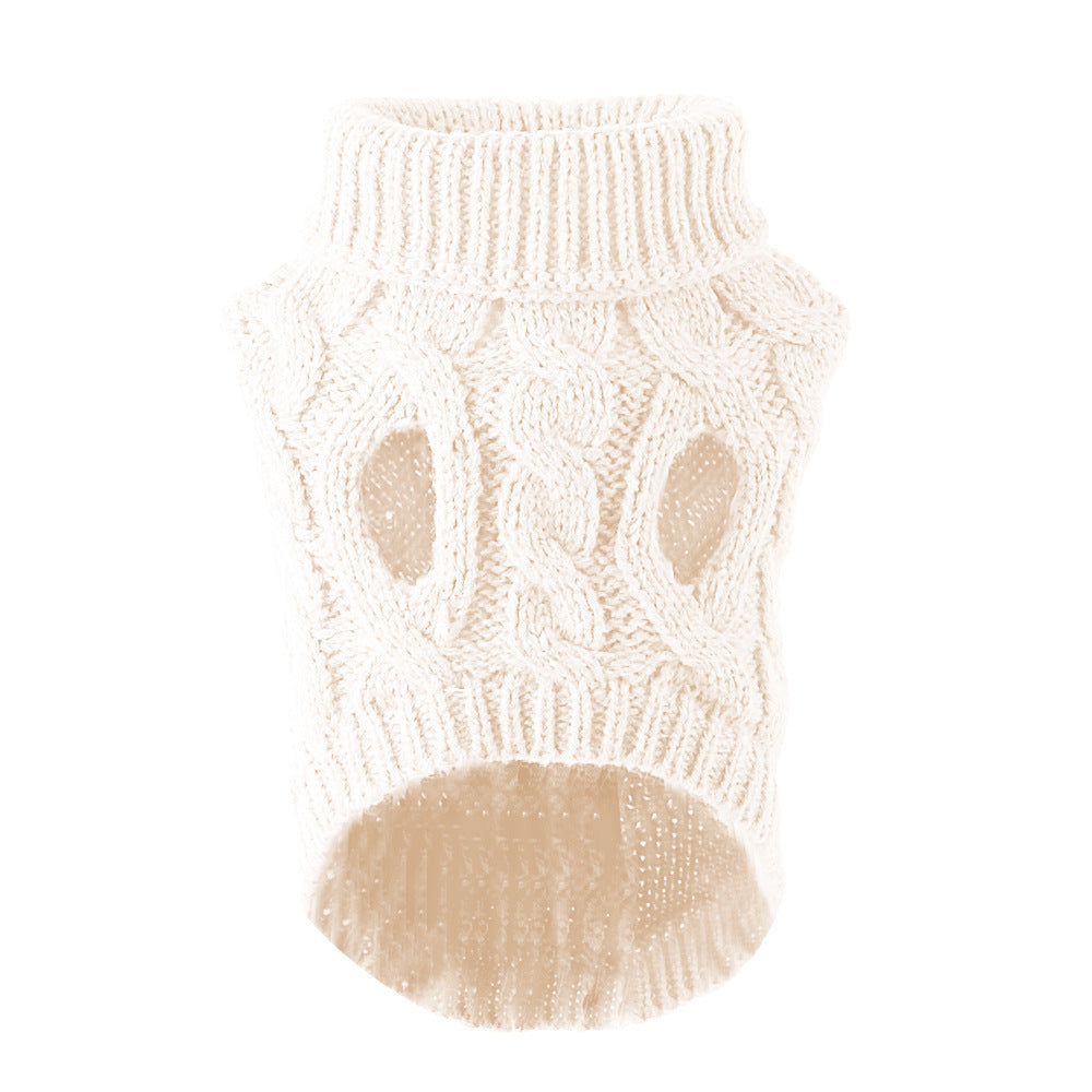 KFX-7256253 Winter Warm Puppy Sweater - Cozy Styles in White, Black, Light Blue, Burgundy, Gray, Pink, and Beige (S-XL)
