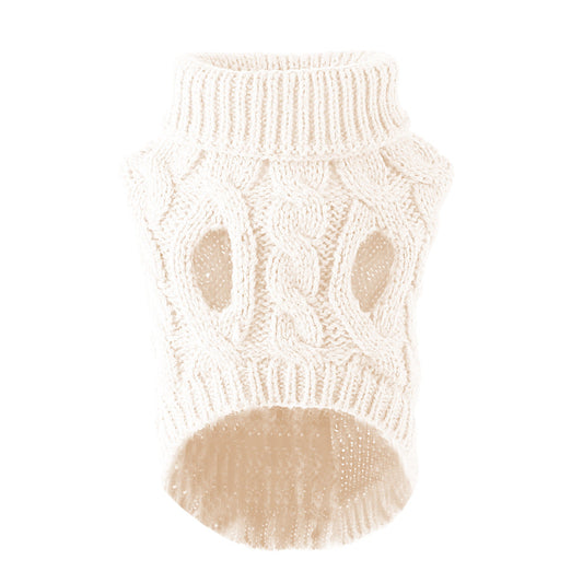 KFX-7256253 Winter Warm Puppy Sweater - Cozy Styles in White, Black, Light Blue, Burgundy, Gray, Pink, and Beige (S-XL)