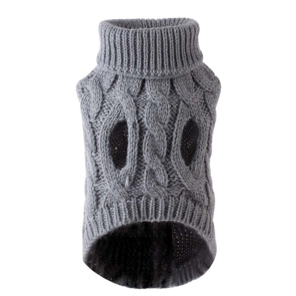 KFX-7256253 Winter Warm Puppy Sweater - Cozy Styles in White, Black, Light Blue, Burgundy, Gray, Pink, and Beige (S-XL)