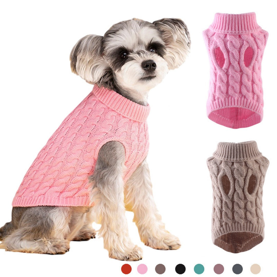 KFX-7256253 Winter Warm Puppy Sweater - Cozy Styles in White, Black, Light Blue, Burgundy, Gray, Pink, and Beige (S-XL)