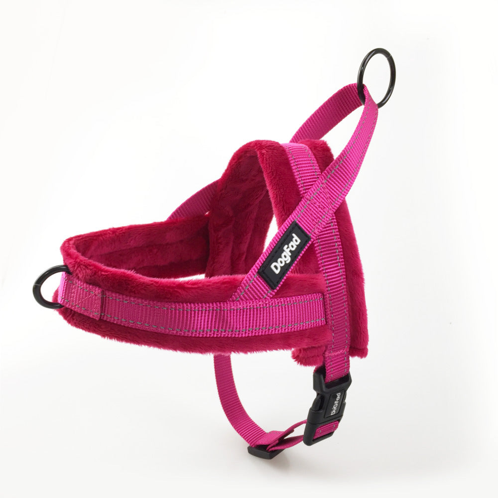 KFX-7257533 Adjustable Fleece Pet Vest with Reflective Chest Harness and Durable Leash