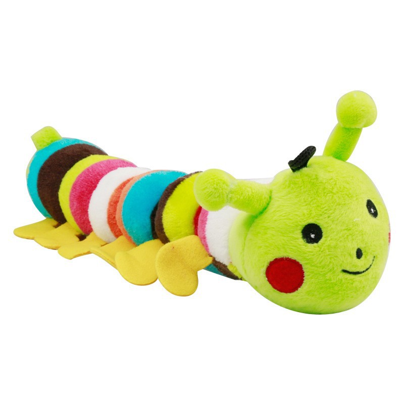 KFX-7257917 Caterpillar Plush Sound Toy for Cats and Dogs - Noil Cloth with PP Cotton Filling, 28cm