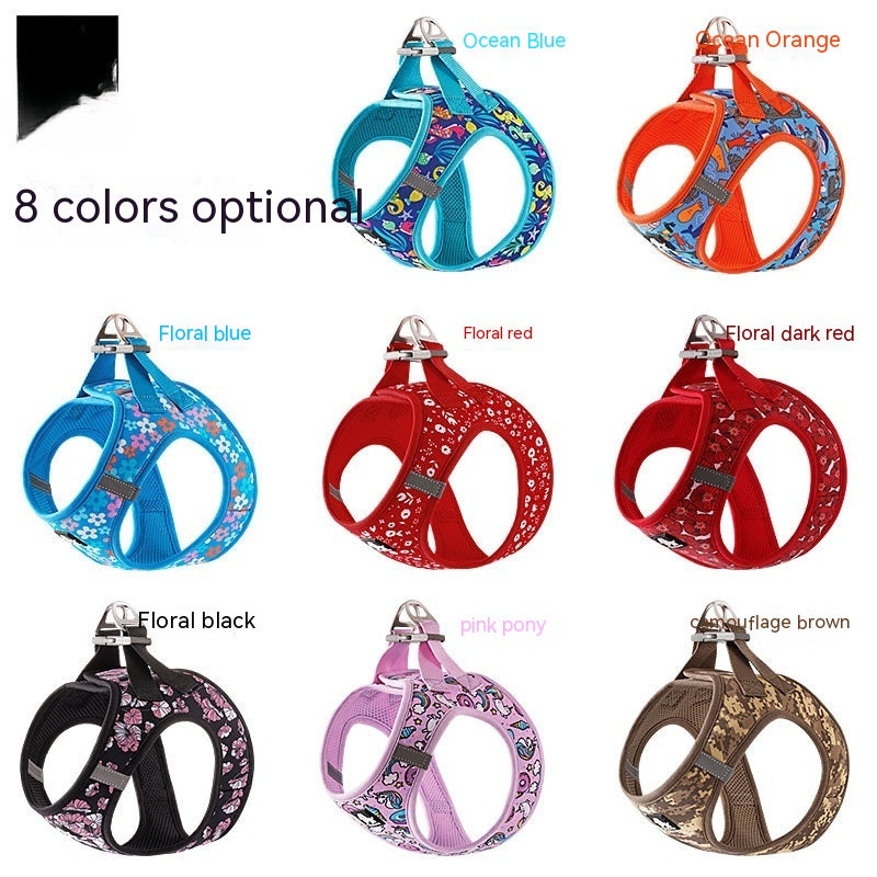 KFX-7258045 Breathable Lightweight Dog Vest Strap with Traction Rope in Various Colors
