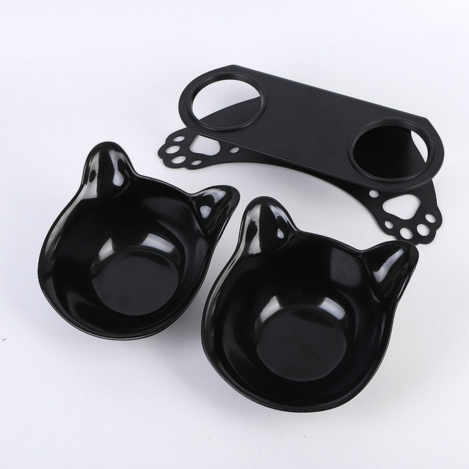 KFX-7258429 Cat and Dog Neck Guard Double Bowl with Cat Ears - Various Colors Available