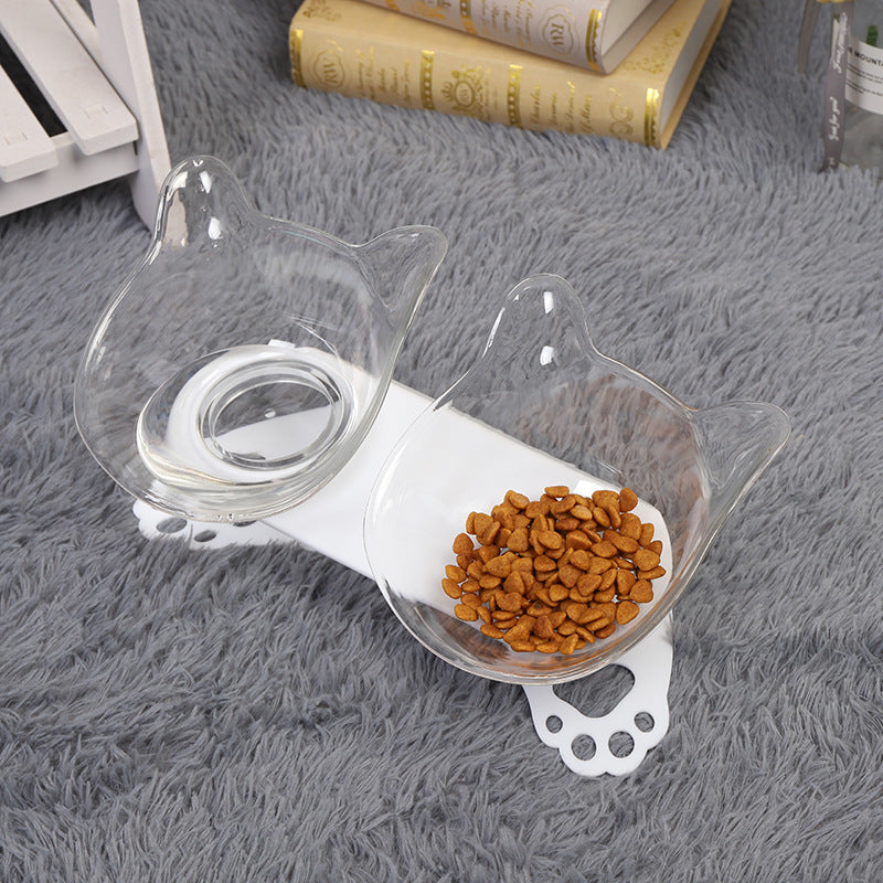 KFX-7258429 Cat and Dog Neck Guard Double Bowl with Cat Ears - Various Colors Available