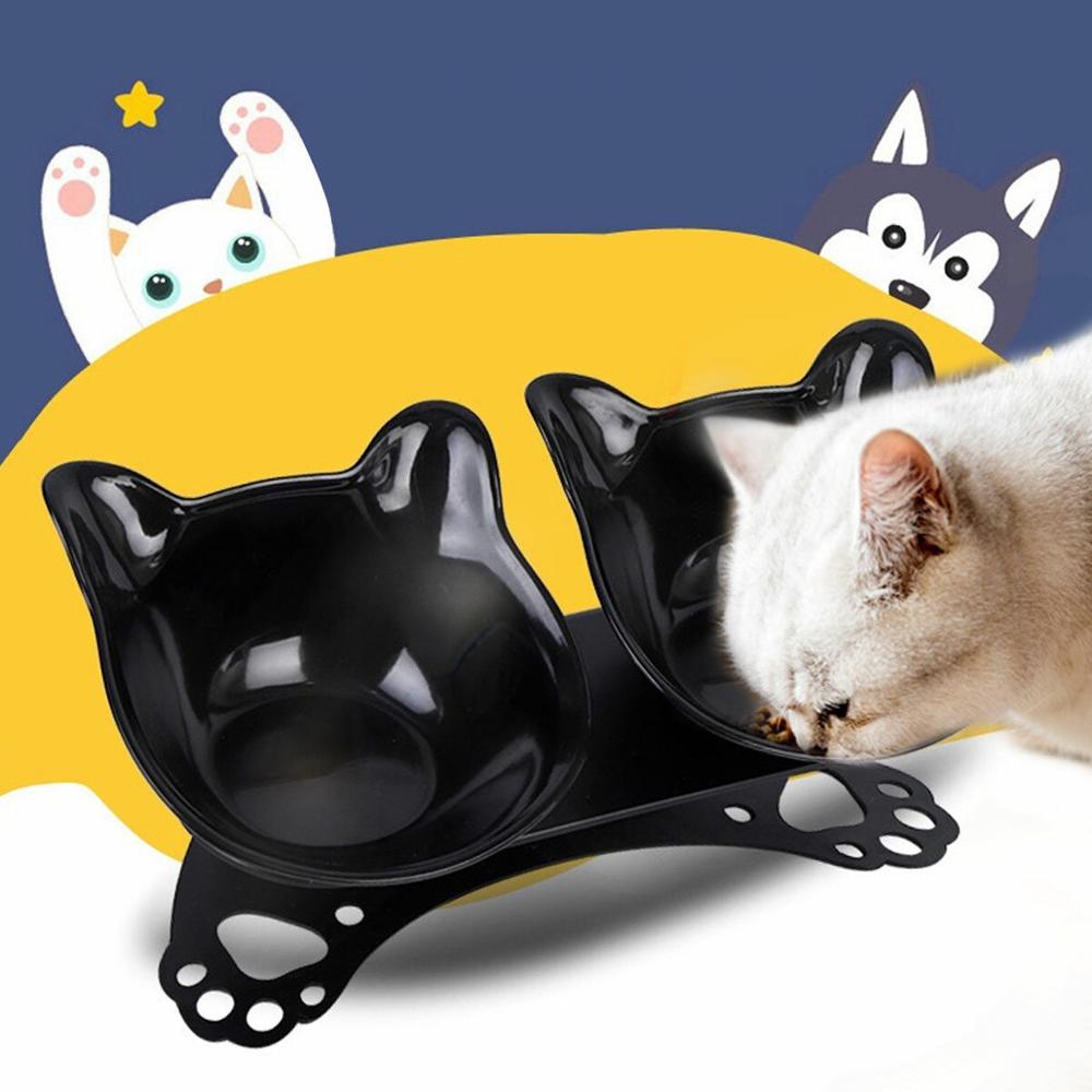 KFX-7258429 Cat and Dog Neck Guard Double Bowl with Cat Ears - Various Colors Available