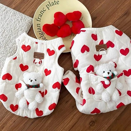 KFX-7258813 Cozy Love Bear Vest for Pets - Padded Jacket for Autumn and Winter, Available in XS-XL