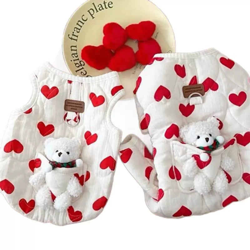 KFX-7258813 Cozy Love Bear Vest for Pets - Padded Jacket for Autumn and Winter, Available in XS-XL