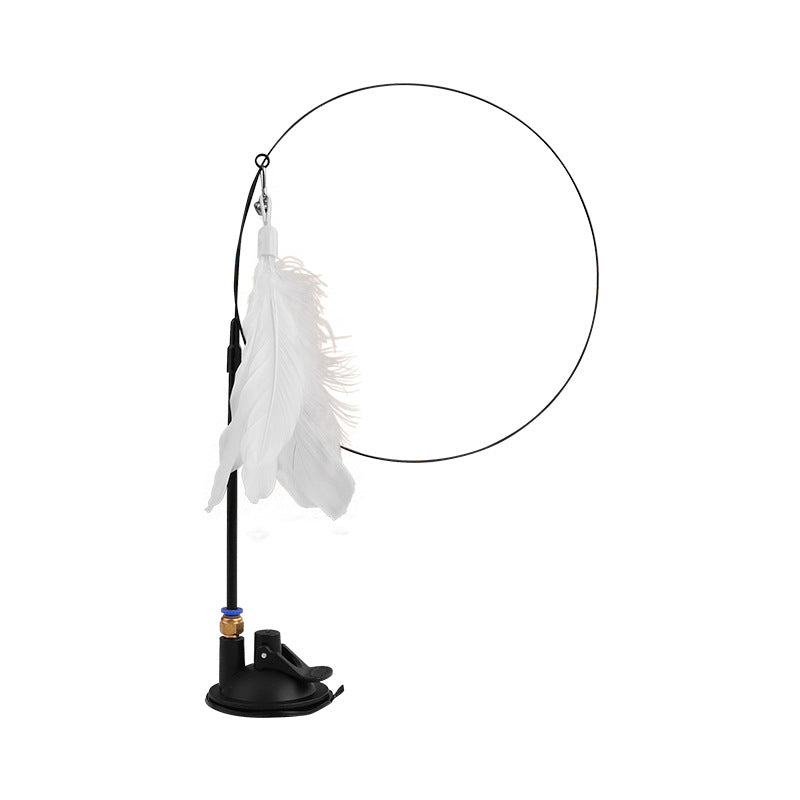 KFX-7259069 Lengthened Steel Cat Teaser with Bell Sucker and Feather Attachments