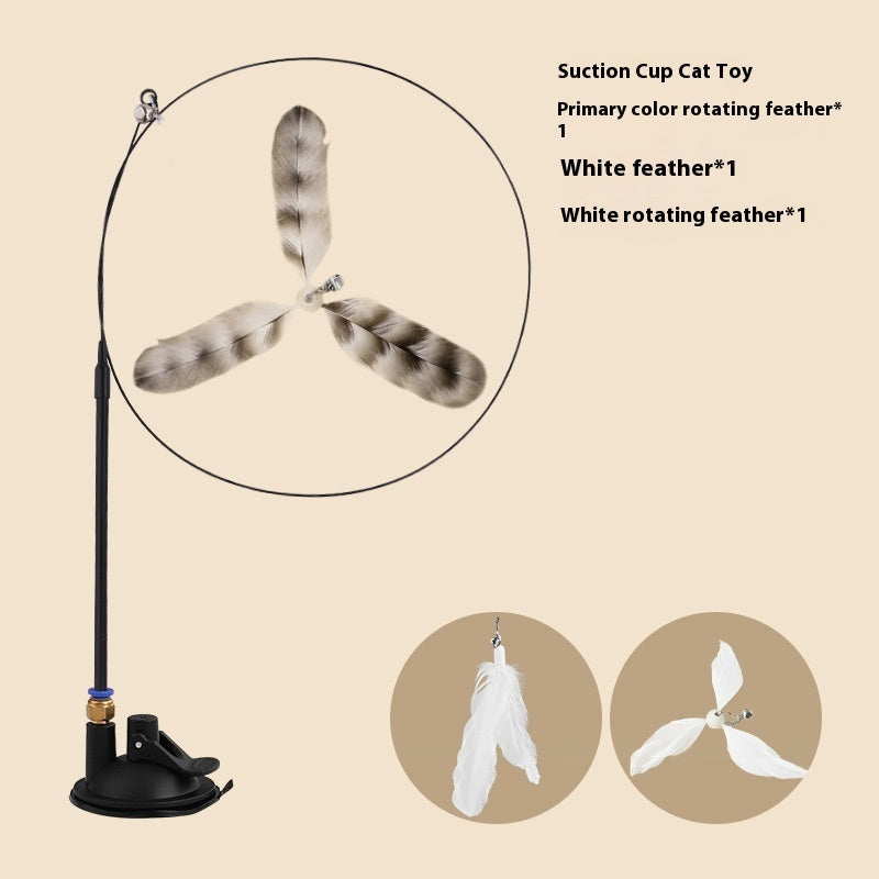 KFX-7259069 Lengthened Steel Cat Teaser with Bell Sucker and Feather Attachments