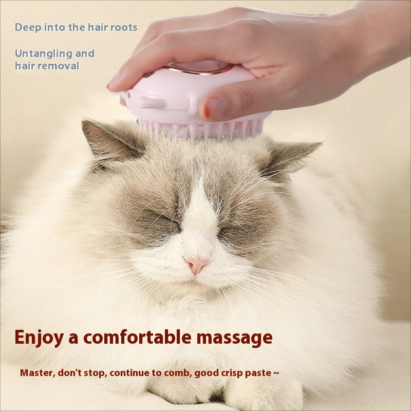 KFX-7259837 Multifunctional Cat and Dog Comb with Laser Teaser, Pink and Yellow Design