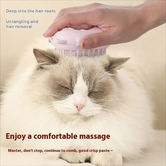 KFX-7259837 Multifunctional Cat and Dog Comb with Laser Teaser, Pink and Yellow Design