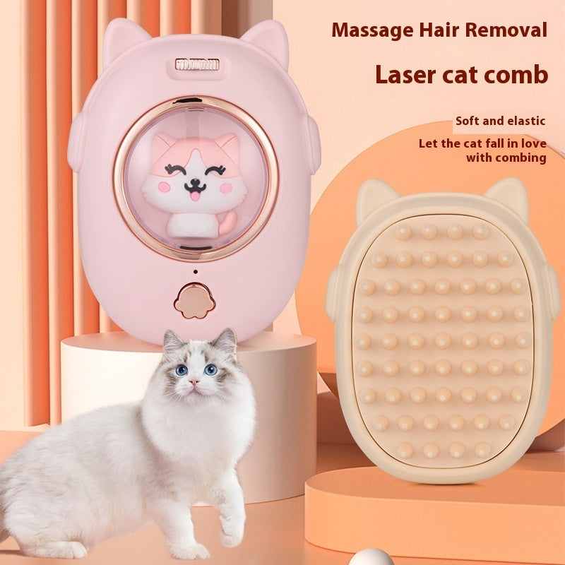KFX-7259837 Multifunctional Cat and Dog Comb with Laser Teaser, Pink and Yellow Design