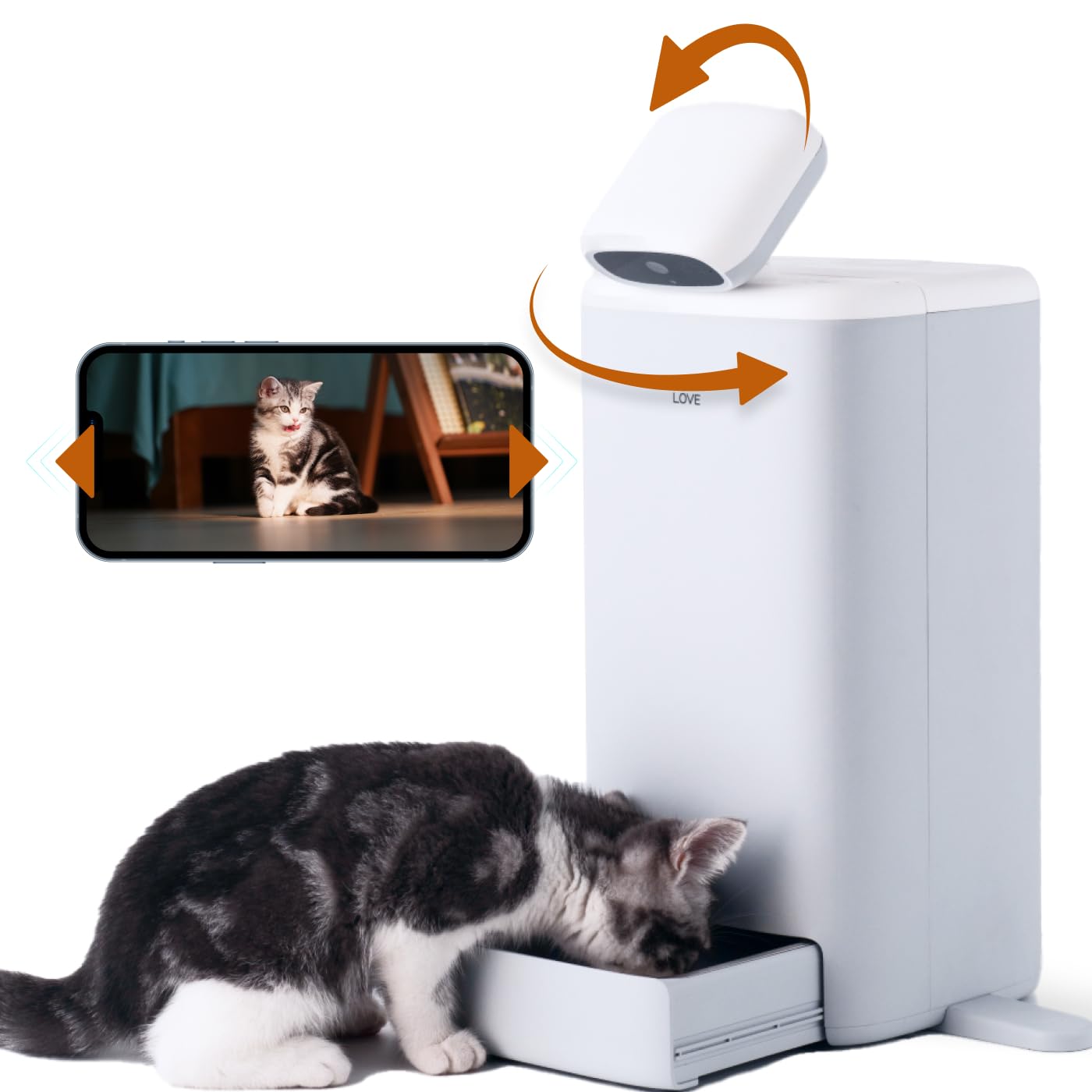KFX-7261501 Automatic Cat Feeder with 360° HD Camera, Night Vision, Timed Portion Control, and 2-Way Audio