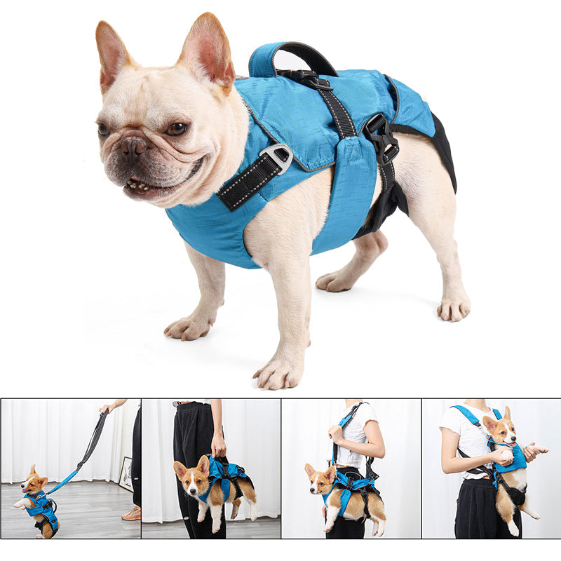 KFX-7263293 Multifunctional Blue and Grey Pet Backpack - Soft, Breathable, Reflective Design