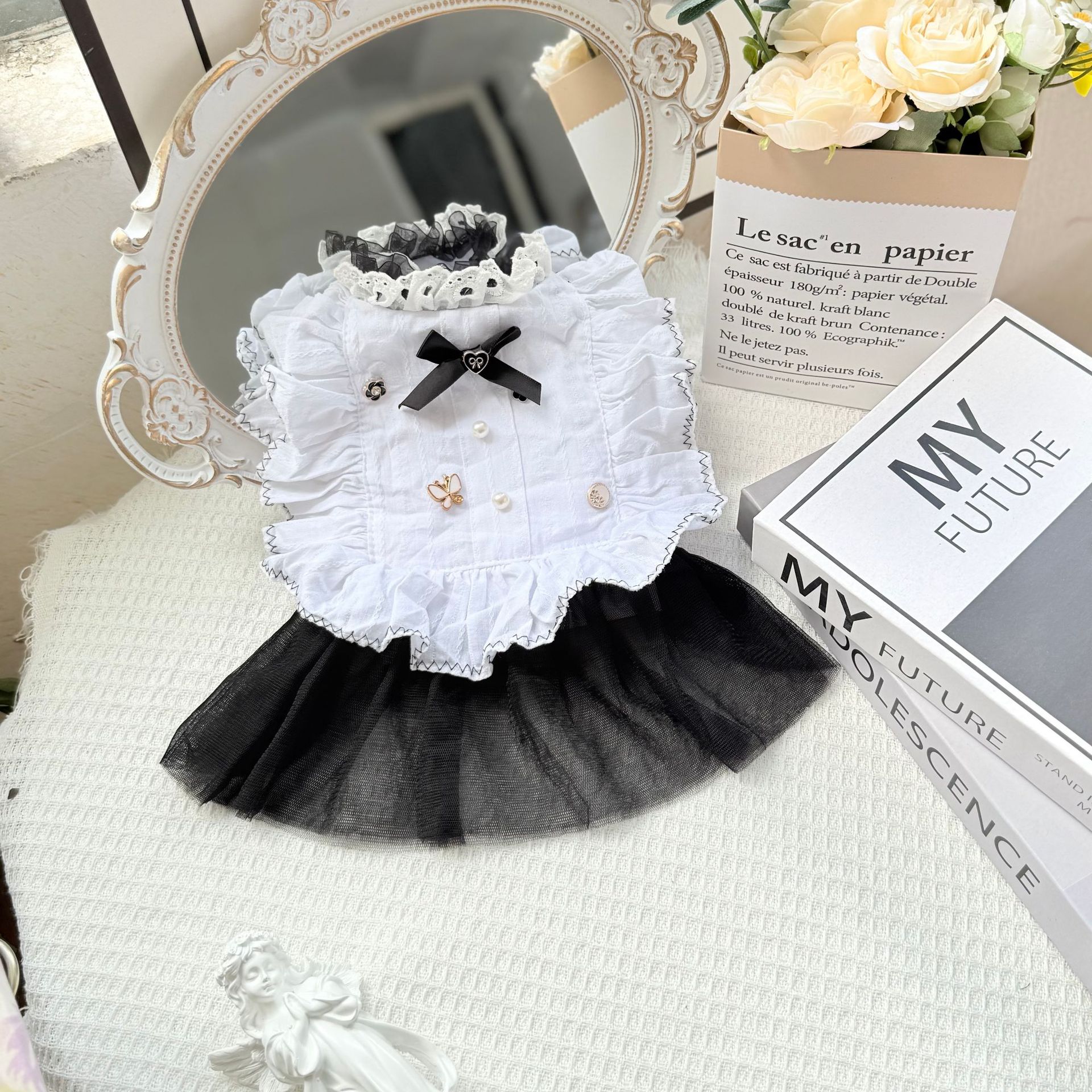 KFX-7263677 White Yarn Gauze Skirt Dress for Dogs - XS to XL Sizes Available