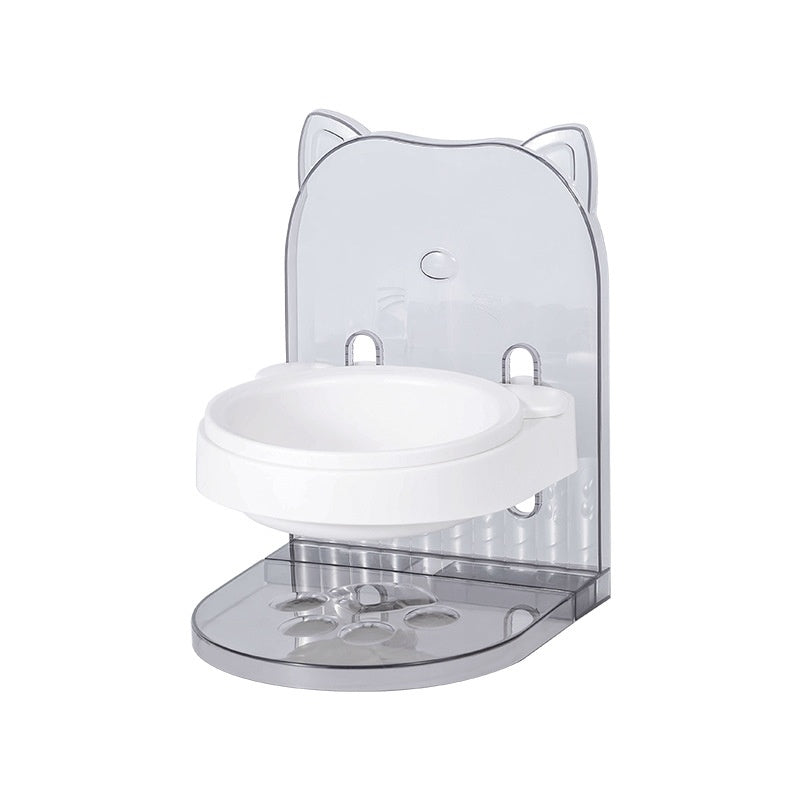 KFX-7264189 Adjustable Height Cat Ear Feeding Bowl in Gray and Pink