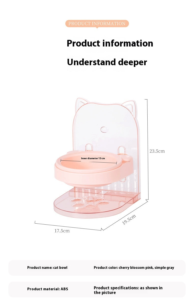KFX-7264189 Adjustable Height Cat Ear Feeding Bowl in Gray and Pink