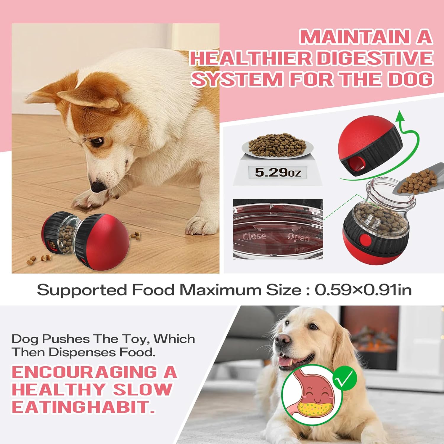 KFX-7265469 Interactive Slow Feeder Puzzle Toy for Dogs - Adjustable Treat Dispenser for Mind and Body Stimulation