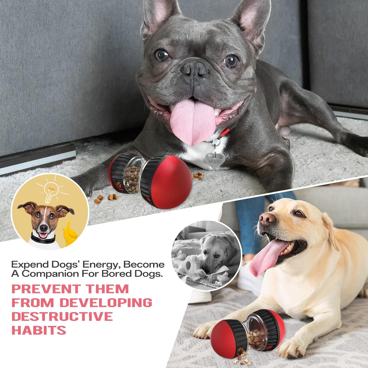 KFX-7265469 Interactive Slow Feeder Puzzle Toy for Dogs - Adjustable Treat Dispenser for Mind and Body Stimulation