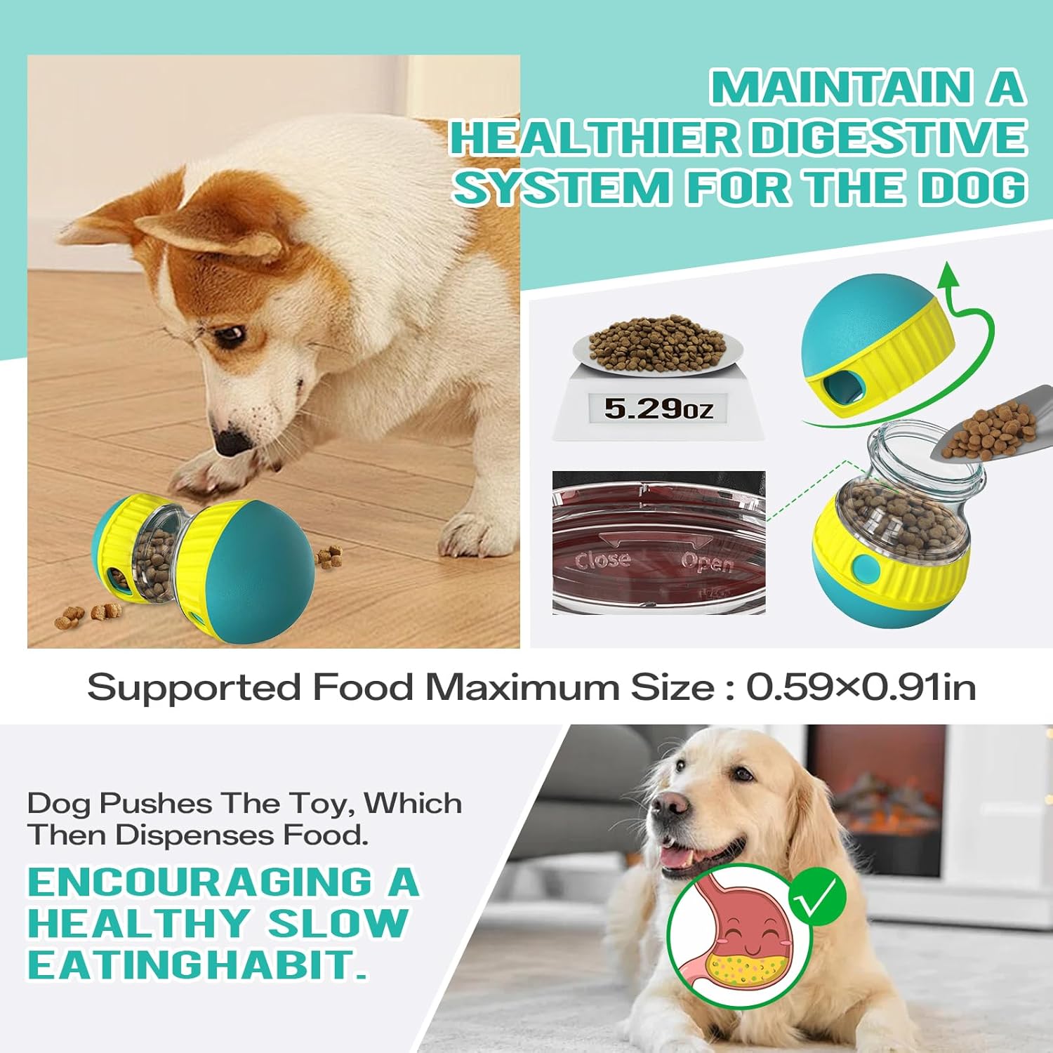 KFX-7265469 Interactive Slow Feeder Puzzle Toy for Dogs - Adjustable Treat Dispenser for Mind and Body Stimulation