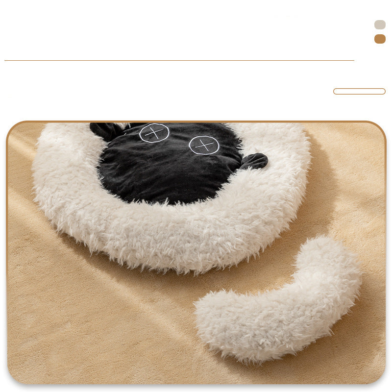 KFX-7265853 Cozy Winter Round Bed for Cats - Soft and Warm Lamb Design