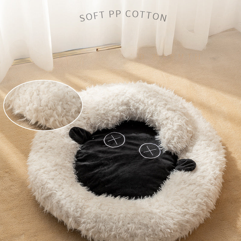 KFX-7265853 Cozy Winter Round Bed for Cats - Soft and Warm Lamb Design