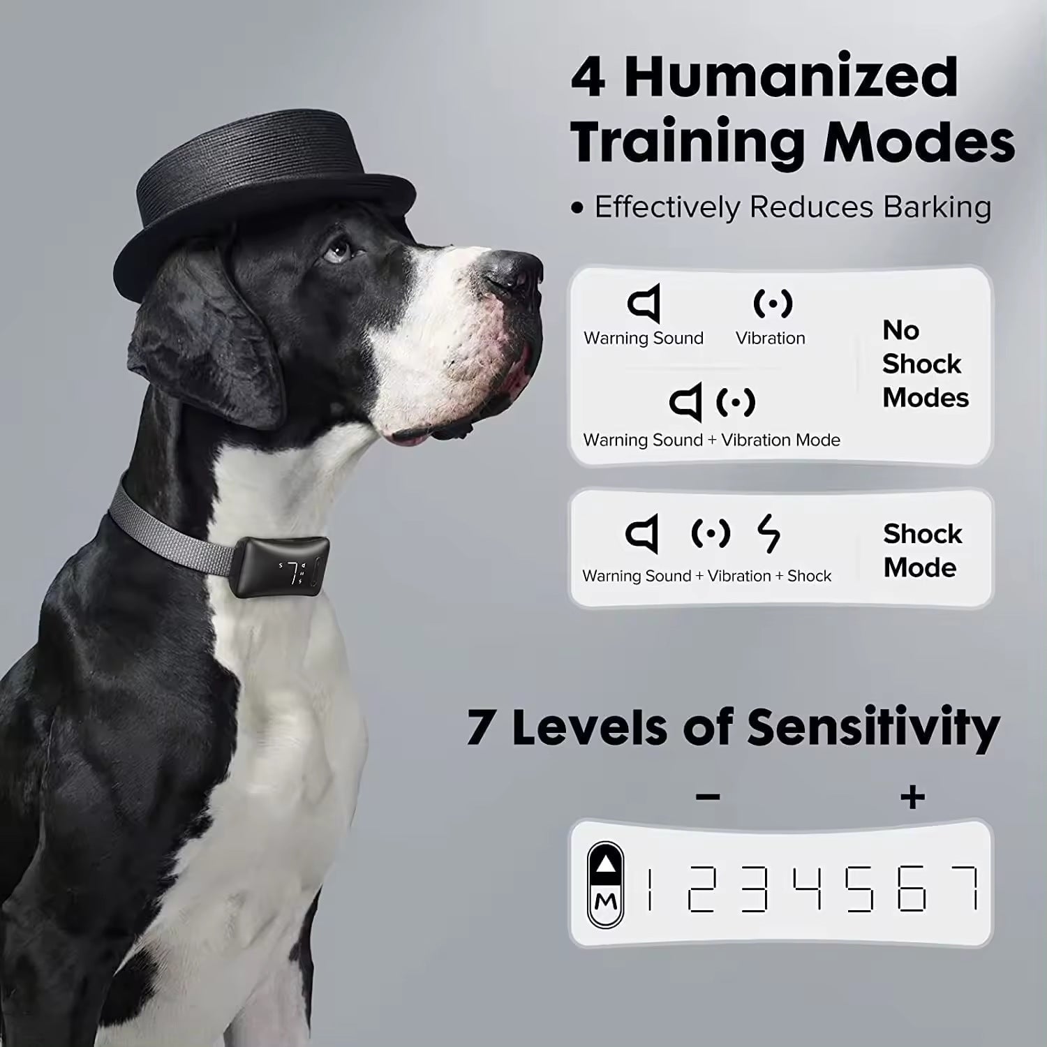KFX-7265981 Smart Pet Bark Stopper Training Collar for Dogs - Plastic Design Available in Black and White
