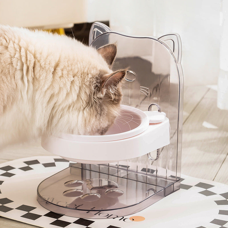 KFX-7267261 Adjustable Cat Bowl with Ear Design for Neck Protection and Anti-Spill Feeding in Removable Hanging Cage