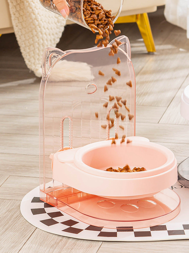 KFX-7267261 Adjustable Cat Bowl with Ear Design for Neck Protection and Anti-Spill Feeding in Removable Hanging Cage