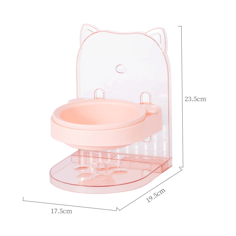 KFX-7267261 Adjustable Cat Bowl with Ear Design for Neck Protection and Anti-Spill Feeding in Removable Hanging Cage