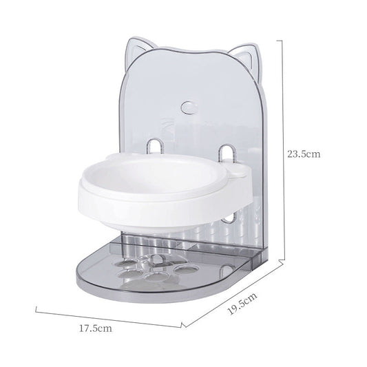 KFX-7267261 Adjustable Cat Bowl with Ear Design for Neck Protection and Anti-Spill Feeding in Removable Hanging Cage