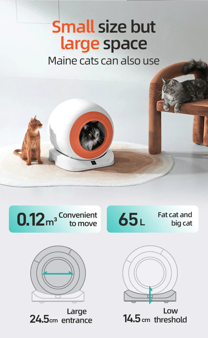 KFX-726739 Smart Automatic Cat Litter Box with App Control and Self-Cleaning Feature, 9L Capacity, Safety Design