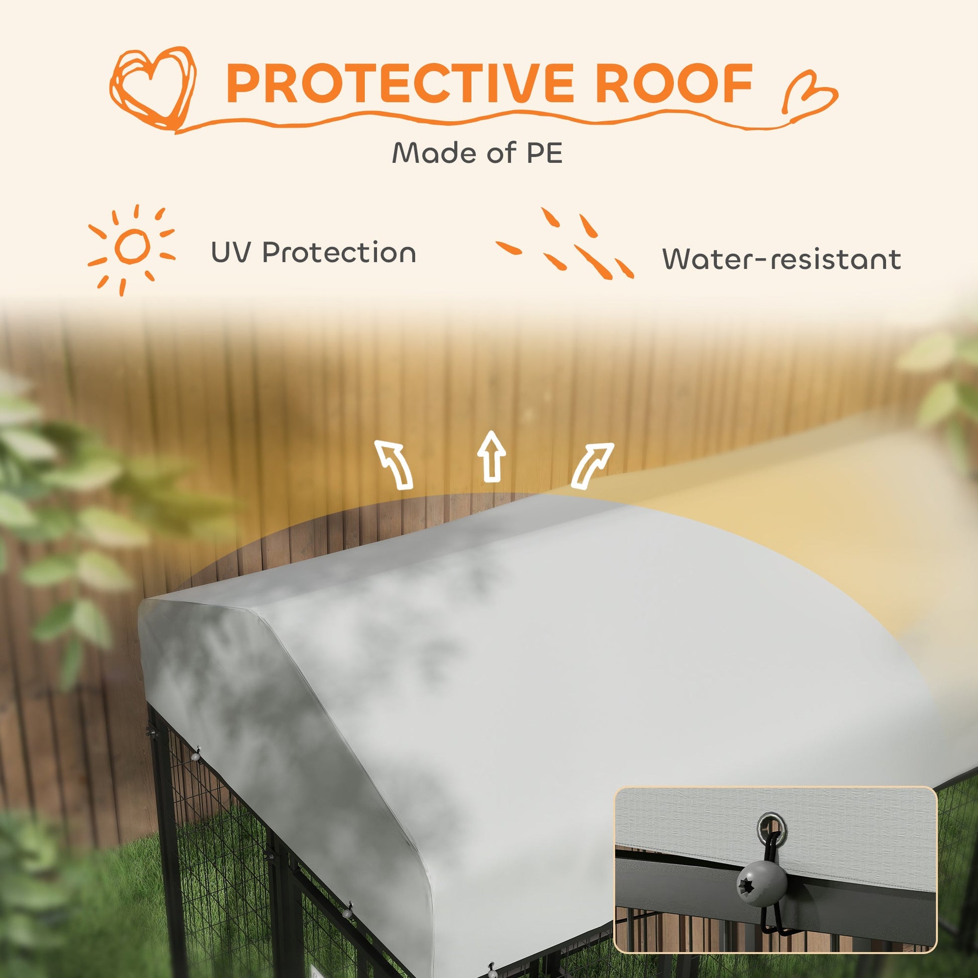 KFX-7267645 Two-Room Outdoor Dog Kennel with Waterproof Cover and Secure Design