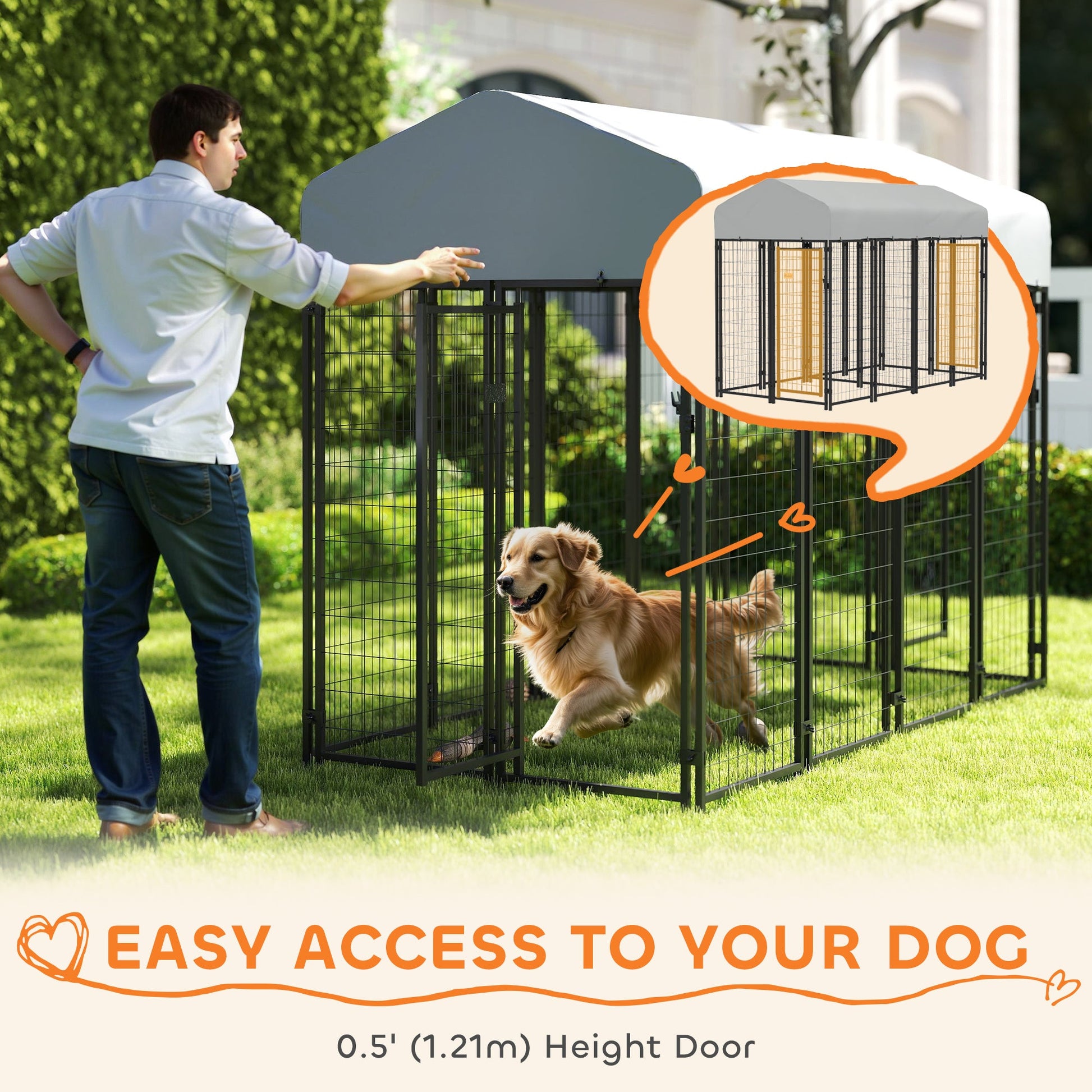 KFX-7267645 Two-Room Outdoor Dog Kennel with Waterproof Cover and Secure Design
