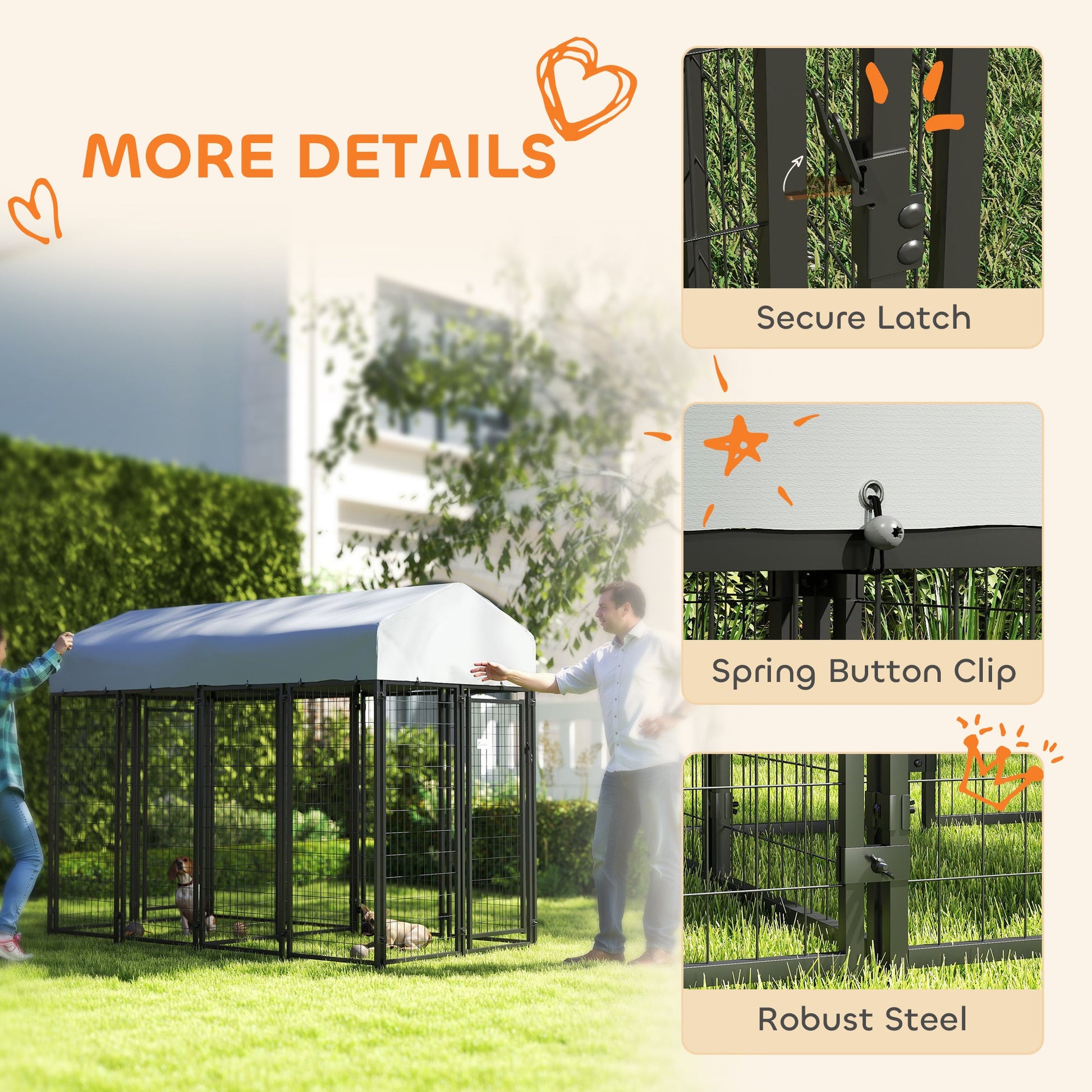 KFX-7267645 Two-Room Outdoor Dog Kennel with Waterproof Cover and Secure Design