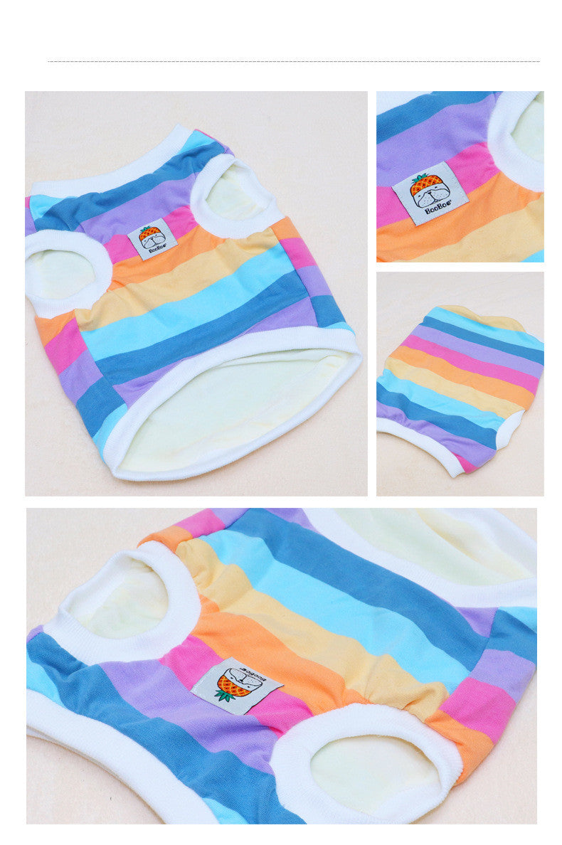 KFX-7270333 Rainbow Cotton Dog Vest – Autumn & Winter Plus Velvet Design, Sizes S to XXL