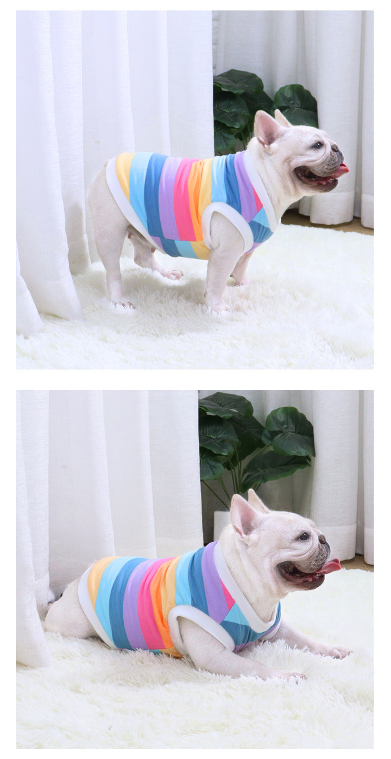 KFX-7270333 Rainbow Cotton Dog Vest – Autumn & Winter Plus Velvet Design, Sizes S to XXL
